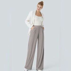 High Waisted Wide Leg Grey Trousers